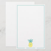 Moderne, tropisch editierbare Ananas-Monogrammbeze Briefpapier (Vorne/Hinten)
