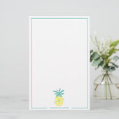 Moderne, tropisch editierbare Ananas-Monogrammbeze Briefpapier (Stehend Vorderseite)