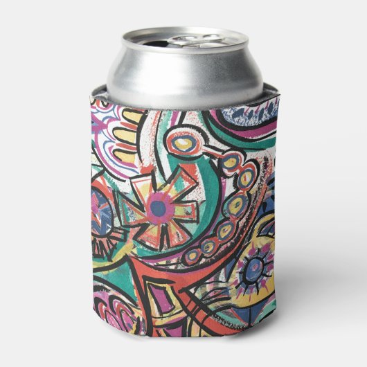 Moderne Tropisch-handbemalte Abstrakte Kunst Dosenkühler (Kanne Vorderseite)