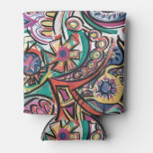 Moderne Tropisch-handbemalte Abstrakte Kunst Dosenkühler (Vorderseite)