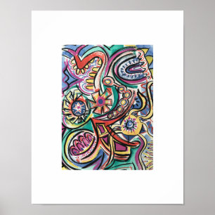 Moderne Tropisch-handbemalte Abstrakte Kunst Poster