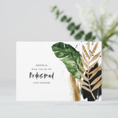 Moderne tropische abstrakte Bridesmaid RSVP Karte (Stehend Vorderseite)