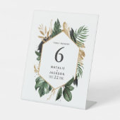 Moderne tropische abstrakte Hochzeitsfeiern Tischn Sockelschild (Vorderseite)