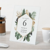 Moderne tropische abstrakte Hochzeitsfeiern Tischn Sockelschild (In SItu)