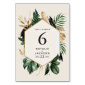 Moderne tropische abstrakte Hochzeitsfeiern Tischn Tischnummer (Vorderseite)