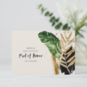 Moderne tropische abstrakte Trauzeugin RSVP Karte (Stehend Vorderseite)