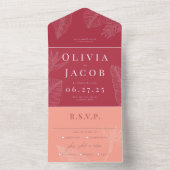 Moderne tropische All-in-One-Hochzeitseinladung All In One Einladung (Innen Boden)