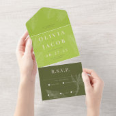 Moderne tropische All-in-One-Hochzeitseinladung All In One Einladung (Abreißen)