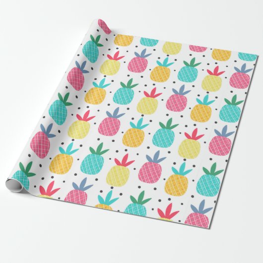 Moderne tropische Ananas farbenfrohe Sommer Girls Geschenkpapier (Ungerollt)