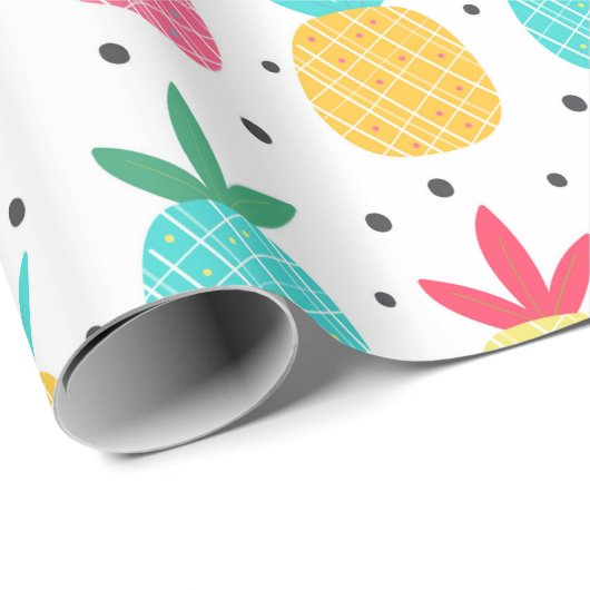 Moderne tropische Ananas farbenfrohe Sommer Girls Geschenkpapier (Rolleneckpunkt)