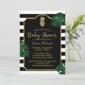 Moderne tropische Ananas Hawaiian Baby Dusche Einladung (Stehend Vorderseite)