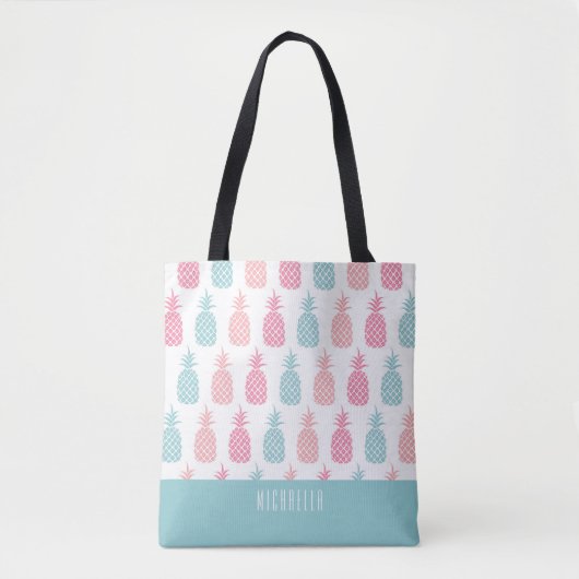 Moderne Tropische Ananas-Monogramm-Totbeutel Tasche (Vorderseite)