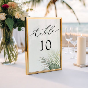 Moderne tropische Aquarell-Hochzeit Tischnummer