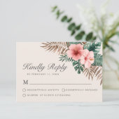 Moderne tropische Aquarellblume-RSVP-Karte Hinweiskarte (Stehend Vorderseite)