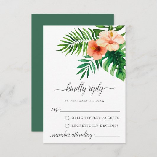 Moderne tropische Aquarellblütenkarte Hinweiskarte (Vorne/Hinten)