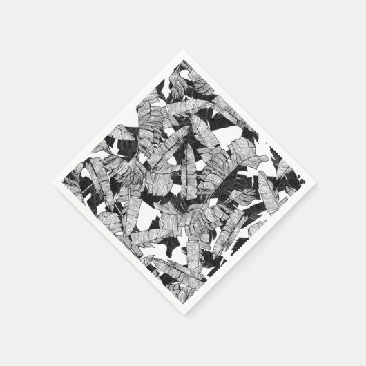 Moderne tropische Bananenprogramme in Schwarz und  Serviette (Ecke)