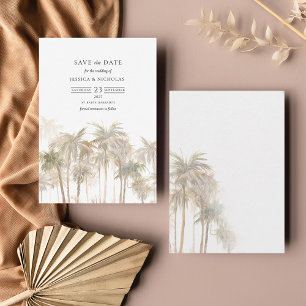 Moderne tropische Bäume Typografie Hochzeit Save The Date