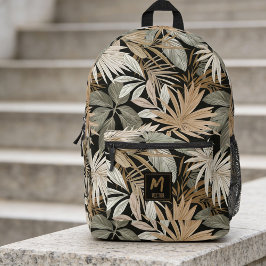 Moderne tropische Blatt-Schwarz-Gold-Muster indivi Bedruckter Rucksack