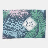 Moderne tropische Blätter aus Blumen: Geschirrtuch (Horizontal)