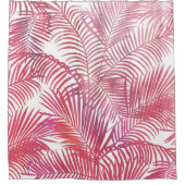 Moderne tropische Blätter aus rosa Palmen Duschvorhang (Vorderseite)