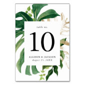 Moderne tropische Blätter Gold Personalisiert Tischnummer (Vorderseite)