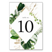 Moderne tropische Blätter Gold Personalisiert Tischnummer (Vorderseite)