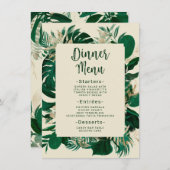 Moderne tropische Blätter Hochzeitsessen im Grünen Menükarte (Vorne/Hinten)