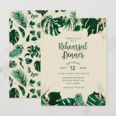 Moderne tropische Blätter Hochzeitsessen Probe Einladungspostkarte (Vorne/Hinten)