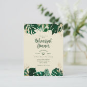 Moderne tropische Blätter Hochzeitsessen Probe Einladungspostkarte (Stehend Vorderseite)