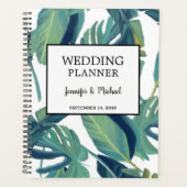 Moderne tropische Blätter Hochzeitsplaner Planer (Vorderseite)