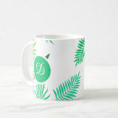 Moderne tropische Blätter im Grünen Kaffeetasse (Vorderseite Links)