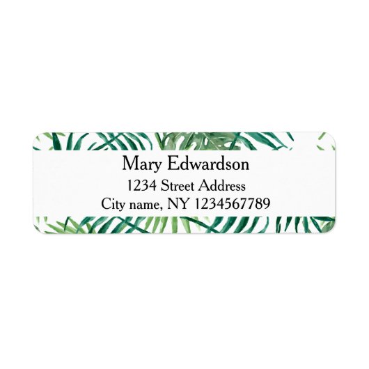 Moderne tropische Blätter in Aquarellen Rücksendea (Vorne)