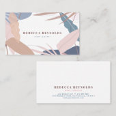 Moderne tropische Blätter in Rosa und Blau Visitenkarte (Vorne/Hinten)