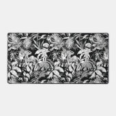 Moderne tropische Blätter in Schwarz und Weiß Schreibtischunterlage (Vorderseite)
