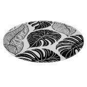 Moderne tropische Blätter in Schwarzweiß Schneidebrett (Ecke)