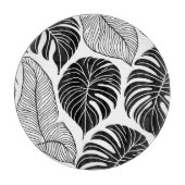 Moderne tropische Blätter in Schwarzweiß Schneidebrett (Vorderseite)