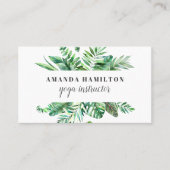 Moderne tropische Blätter in Wasserfarbe grün Visitenkarte (Vorderseite)