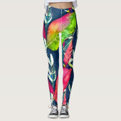 Moderne tropische Blätter Leggings (Vorderseite)
