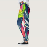 Moderne tropische Blätter Leggings<br><div class="desc">Moderne hawaiianische Wasserfarbe tropische Blätter Muster Legging.</div>