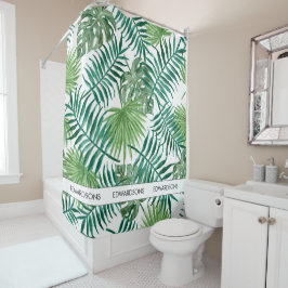 Moderne tropische Blätter mit Wasserfarbe Duschvorhang