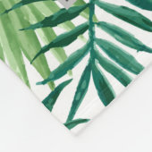 Moderne tropische Blätter Monogramm Fleecedecke (Ecke)