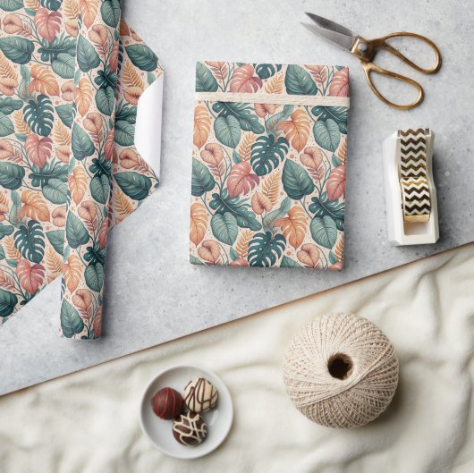 Moderne tropische Blätter Musterverpackungspapier Geschenkpapier (Kunsthandwerk)