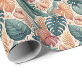 Moderne tropische Blätter Musterverpackungspapier Geschenkpapier (Rolleneckpunkt)