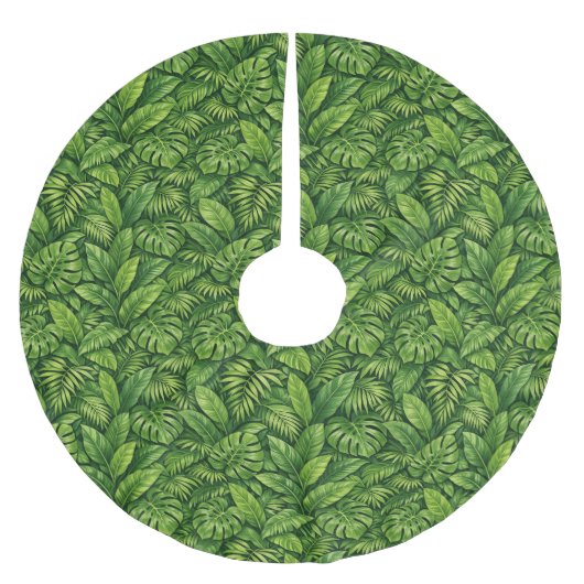 Moderne tropische Blätter nahtloses Muster Polyester Weihnachtsbaumdecke (Vorderseite)