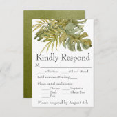 Moderne tropische Blätter Palmspeise RSVP Karte (Vorne/Hinten)