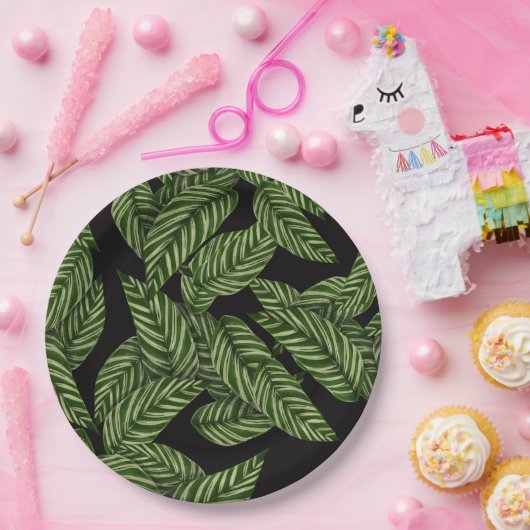 Moderne tropische Blätter Pappteller (Party)