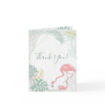 Moderne tropische Blätter Pink Flamingo Vielen Dan