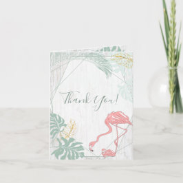 Moderne tropische Blätter Pink Flamingo Vielen Dan Dankeskarte