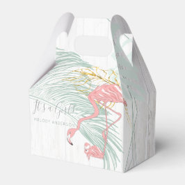 Moderne tropische Blätter Rosa Flamingo Kinderdusc Geschenkschachtel
