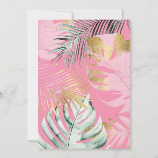 Moderne tropische Blätter Rosa & Gold zum Geburtst Dankeskarte (Rückseite)